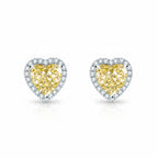 My Store 4 18K solid gold stud earrings featuring 4 carat yellow heart-shaped lab-grown diamonds with a sparkling halo.