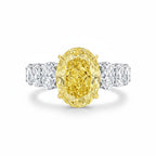 My Store 4 18K gold ring featuring a 5ct oval-cut fancy yellow lab-grown diamond with side accent stones