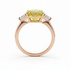 My Store 4 18K solid gold trilogy ring featuring a fancy yellow oval lab-grown diamond and side stones