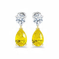 My Store 4 18K gold drop earrings featuring yellow pear-cut and round brilliant lab-grown diamonds.