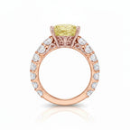 My Store 4 18K gold ring featuring a fancy yellow radiant-cut lab diamond with a diamond-encrusted band