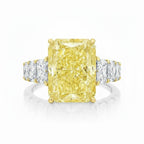 My Store 4 18K solid gold engagement ring featuring a radiant-cut fancy yellow lab-grown diamond with side stones.