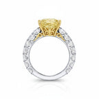 My Store 4 18K gold ring featuring a radiant-cut fancy yellow lab diamond with white diamond pavé band