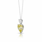My Store 4 yellow and white heart-cut diamond pendant necklace in 18K white gold with an articulated drop design.