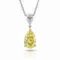My Store 4 fancy yellow pear-cut diamond pendant necklace with a white diamond bail set in two-tone gold on a cable chain