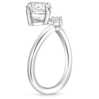 Bypass Pear & Round Cut Two-Stone Open Engagement Ring in Solid Gold⁠