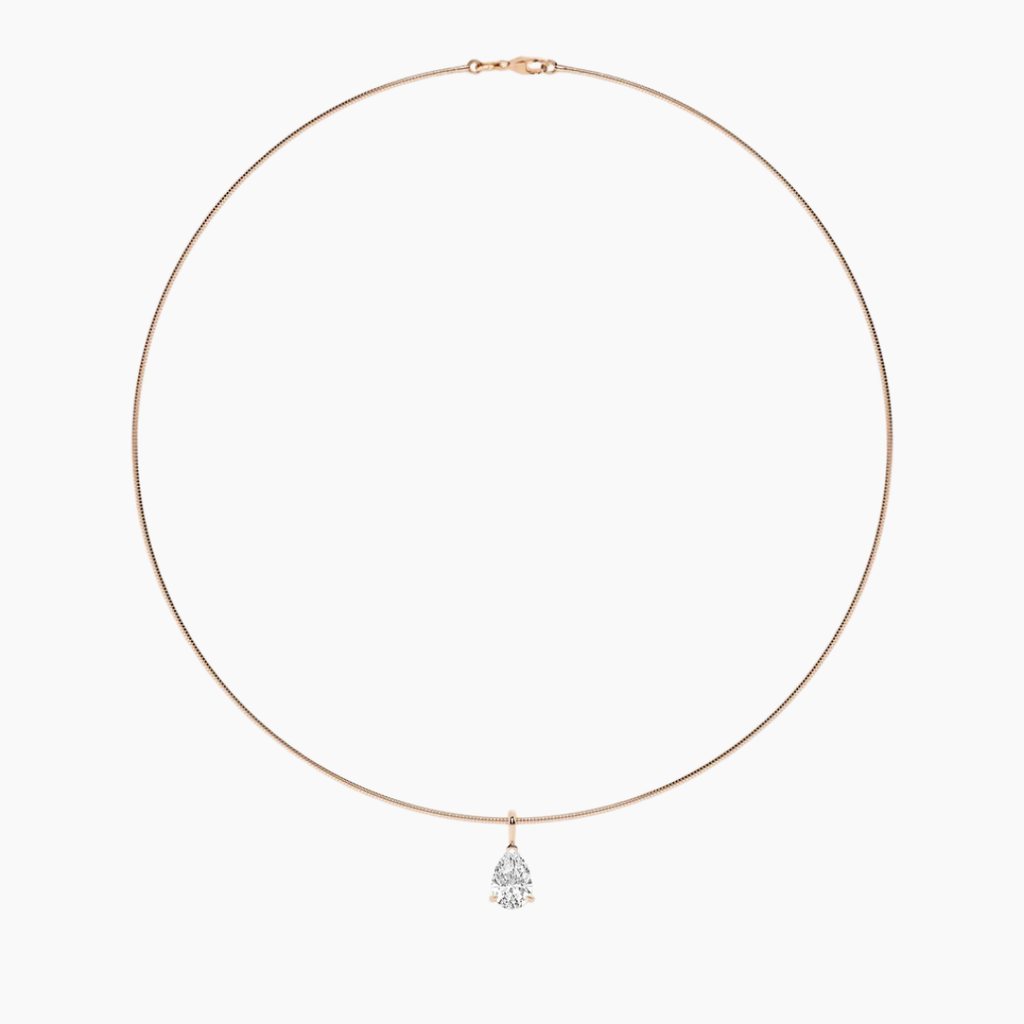 Pear Omega Pendant Lab Diamond Chocker Necklace (15 in.) 18K Gold