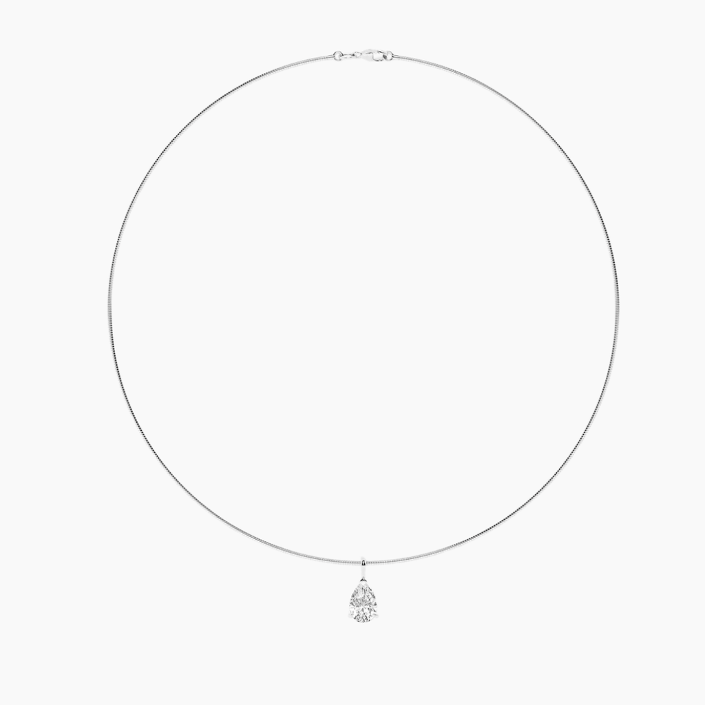 Pear Omega Pendant Lab Diamond Chocker Necklace (15 in.) 18K Gold