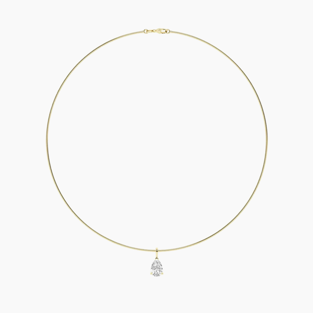 Pear Omega Pendant Lab Diamond Chocker Necklace (15 in.) 18K Gold