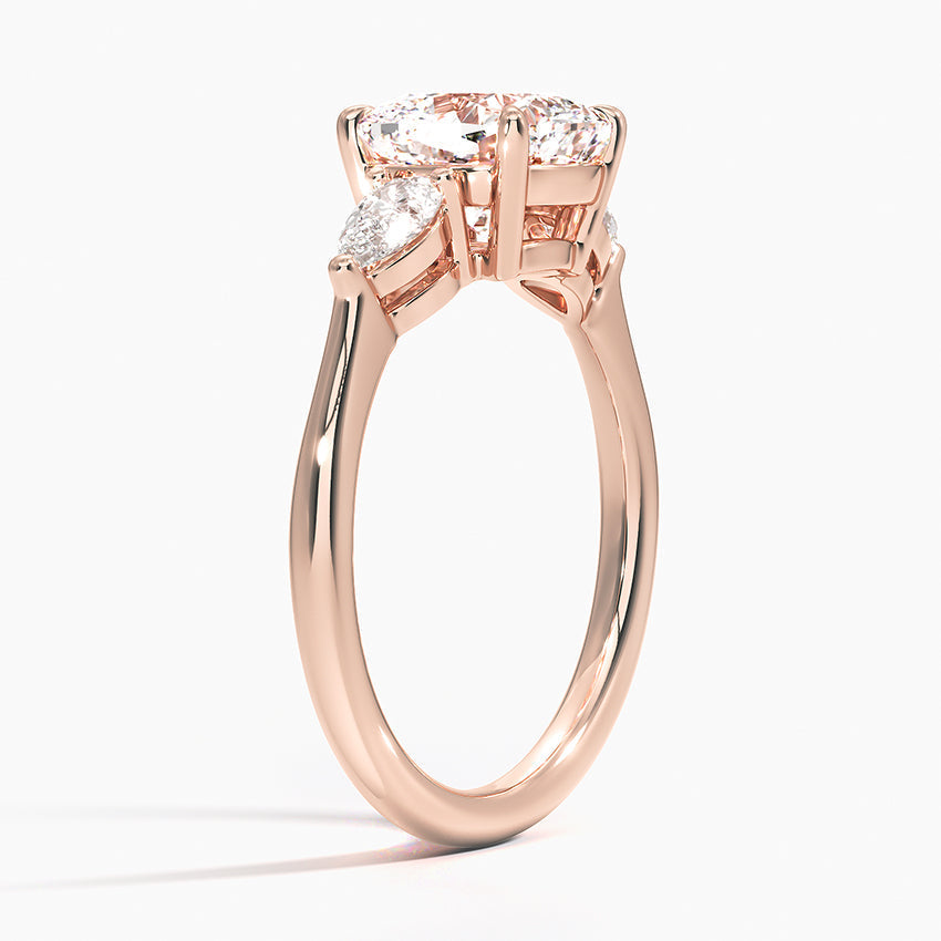 18K Solid Gold Trilogy Setting Diamond Ring