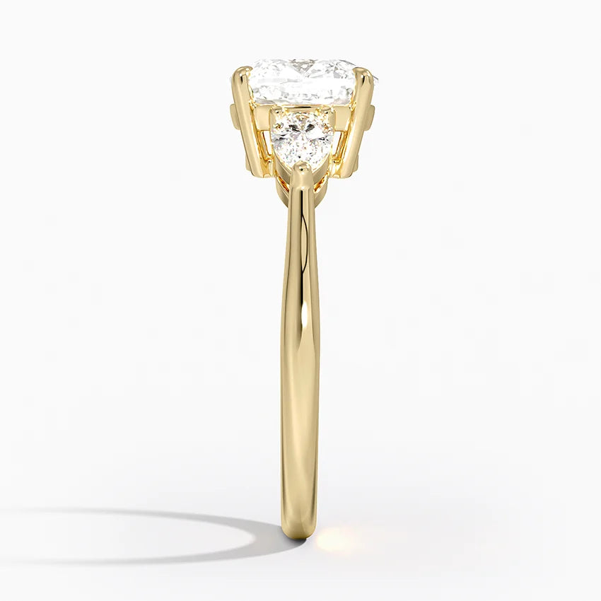 18K Solid Gold Trilogy Setting Diamond Ring