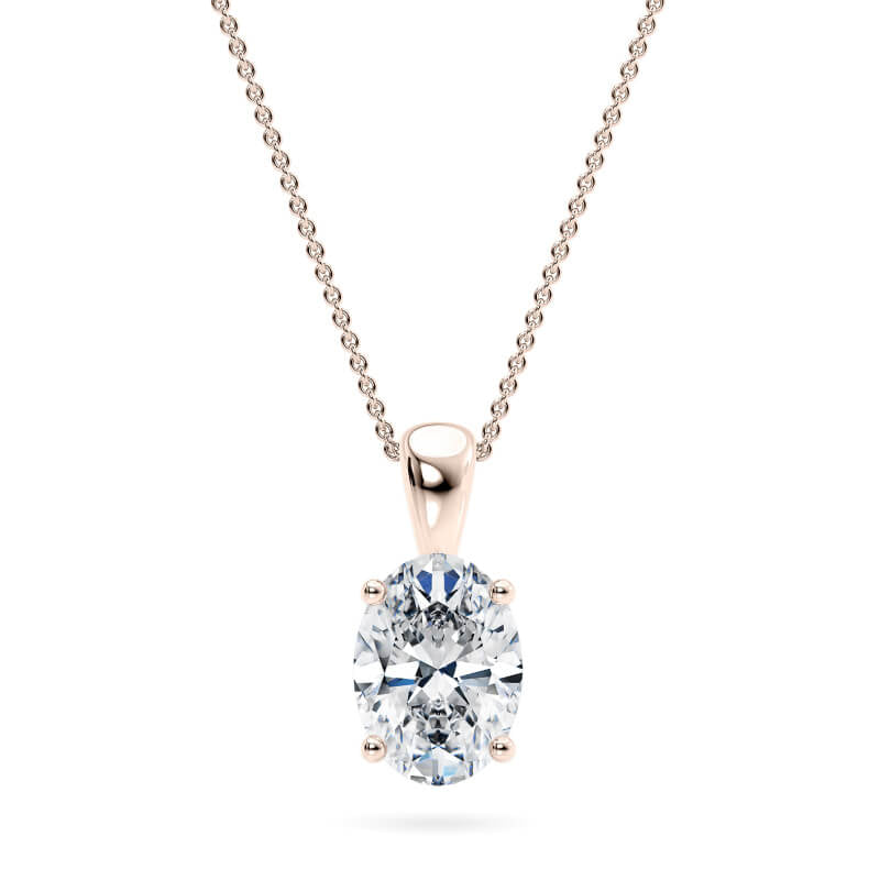 Oval Pendant Lab Diamond Necklace 18K Gold