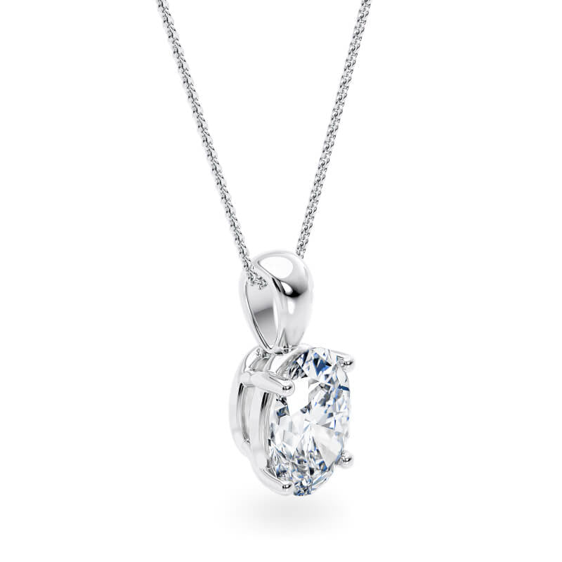 Oval Pendant Lab Diamond Necklace 18K Gold
