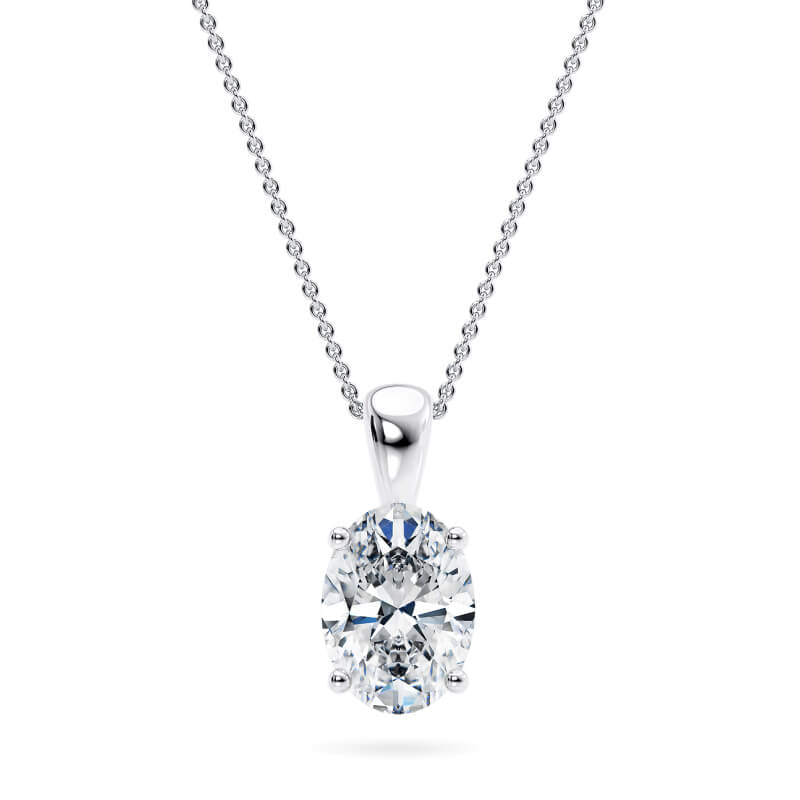 Oval Pendant Lab Diamond Necklace 18K Gold
