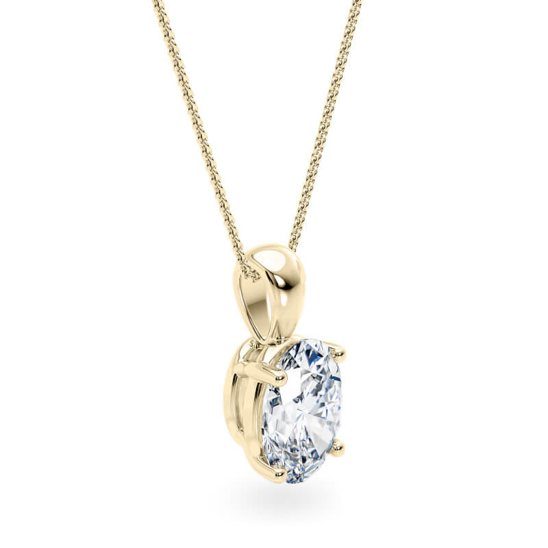 Oval Pendant Lab Diamond Necklace 18K Gold
