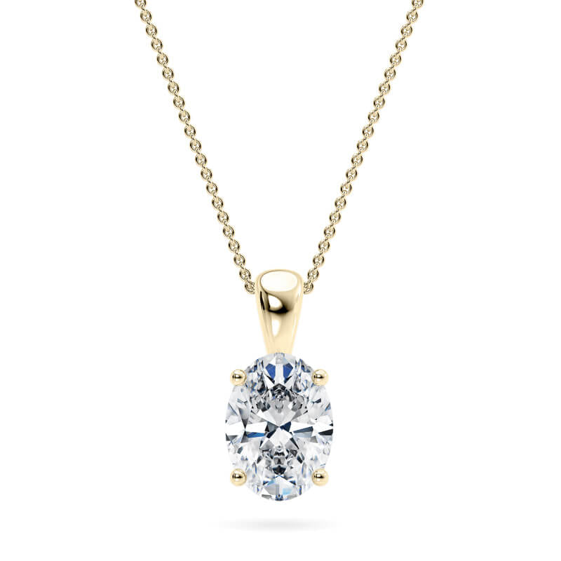 Oval Pendant Lab Diamond Necklace 18K Gold