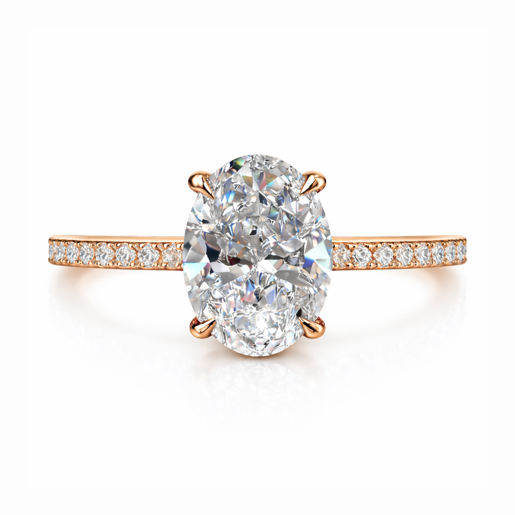 Oval Pave and Oval Eternity Lab Diamond Ring Set in 18K Gold