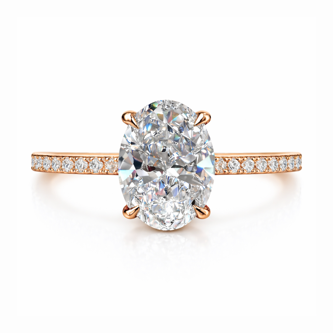 Oval Pave and Oval Eternity Lab Diamond Ring Set in 18K Gold