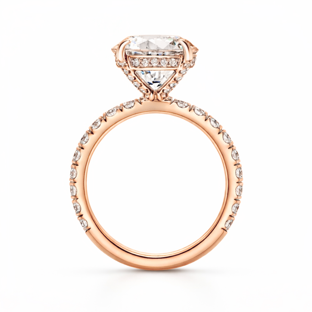 Oval Pave and Oval Eternity Lab Diamond Ring Set in 18K Gold