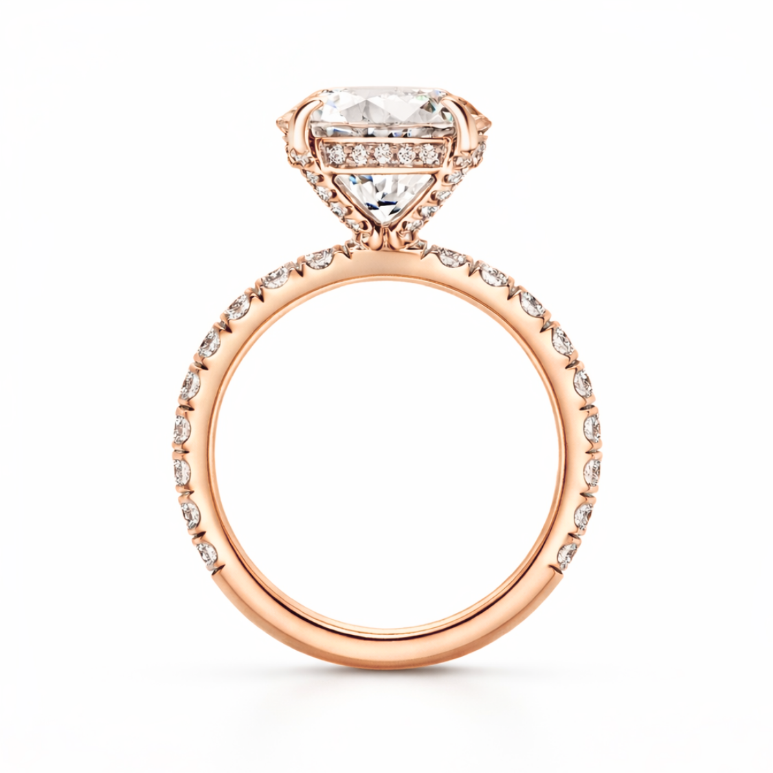 Oval Pave and Oval Eternity Lab Diamond Ring Set in 18K Gold