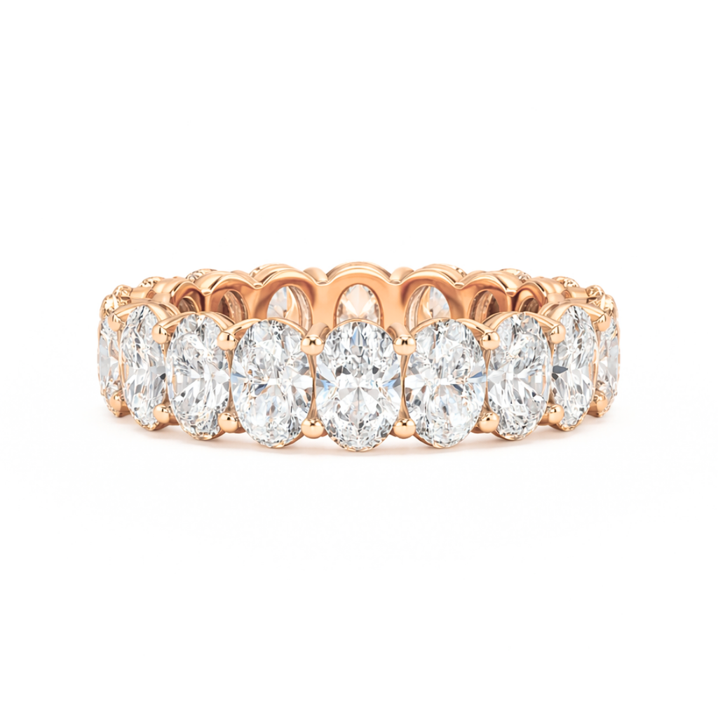 Oval Pave and Oval Eternity Lab Diamond Ring Set in 18K Gold