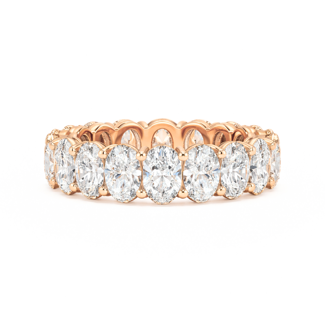 Oval Pave and Oval Eternity Lab Diamond Ring Set in 18K Gold