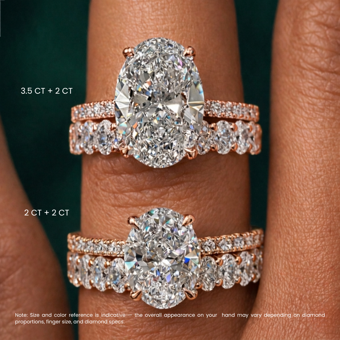 Oval Pave and Oval Eternity Lab Diamond Ring Set in 18K Gold