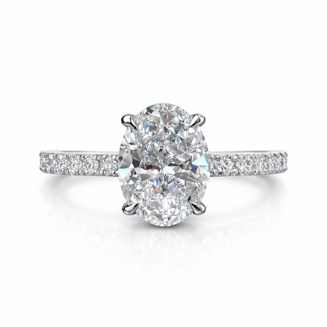Oval Pave and Oval Eternity Lab Diamond Ring Set in 18K Gold