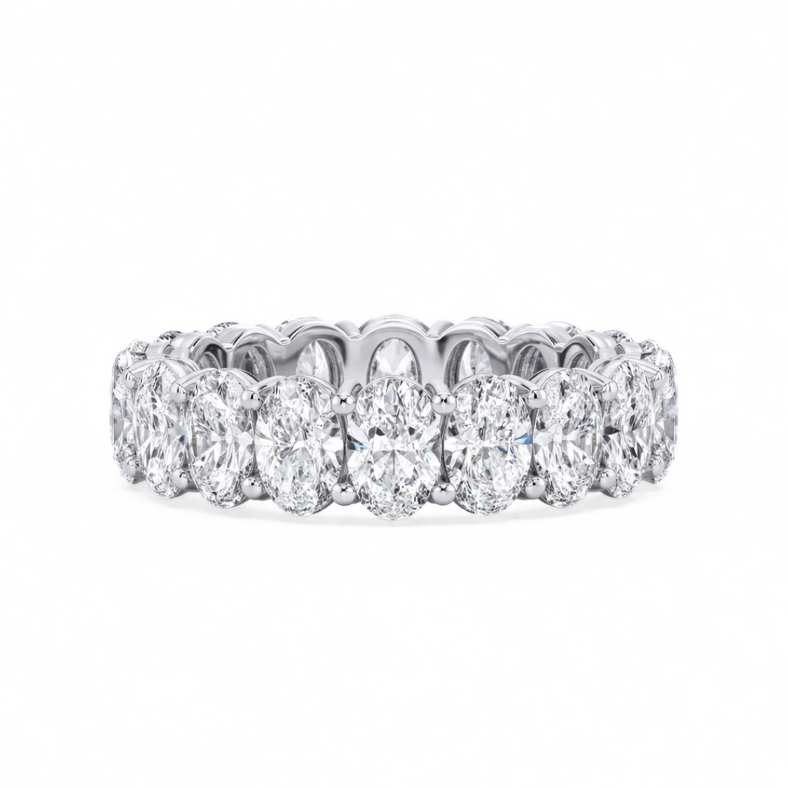 Oval Pave and Oval Eternity Lab Diamond Ring Set in 18K Gold