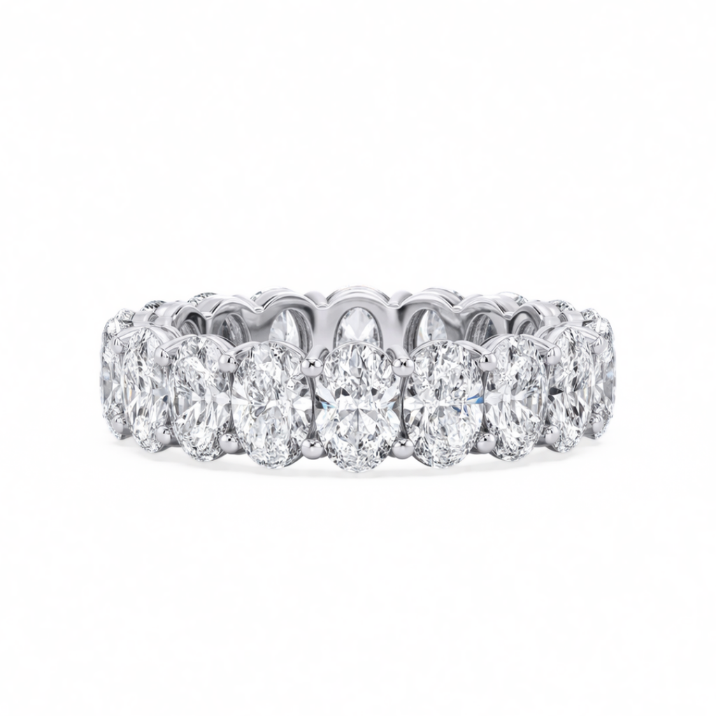 Oval Pave and Oval Eternity Lab Diamond Ring Set in 18K Gold