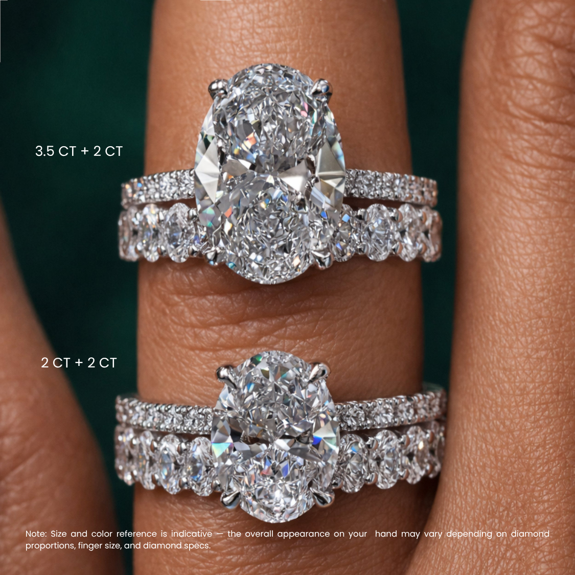 Oval Pave and Oval Eternity Lab Diamond Ring Set in 18K Gold