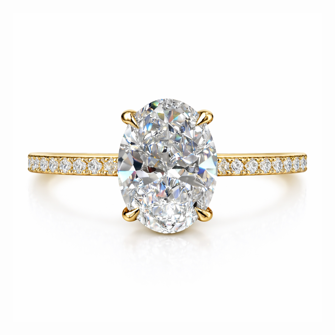 Oval Pave and Oval Eternity Lab Diamond Ring Set in 18K Gold