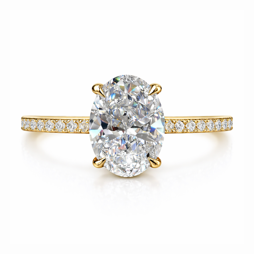 Oval Pave and Oval Eternity Lab Diamond Ring Set in 18K Gold