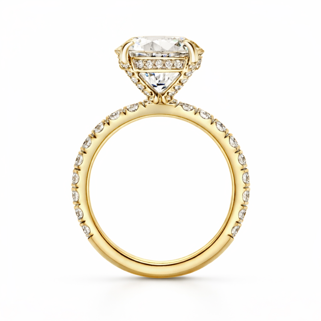 Oval Pave and Oval Eternity Lab Diamond Ring Set in 18K Gold