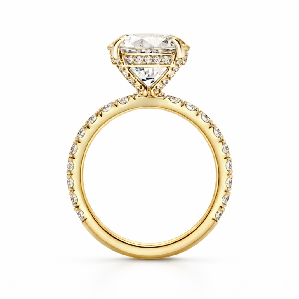Oval Pave and Oval Eternity Lab Diamond Ring Set in 18K Gold
