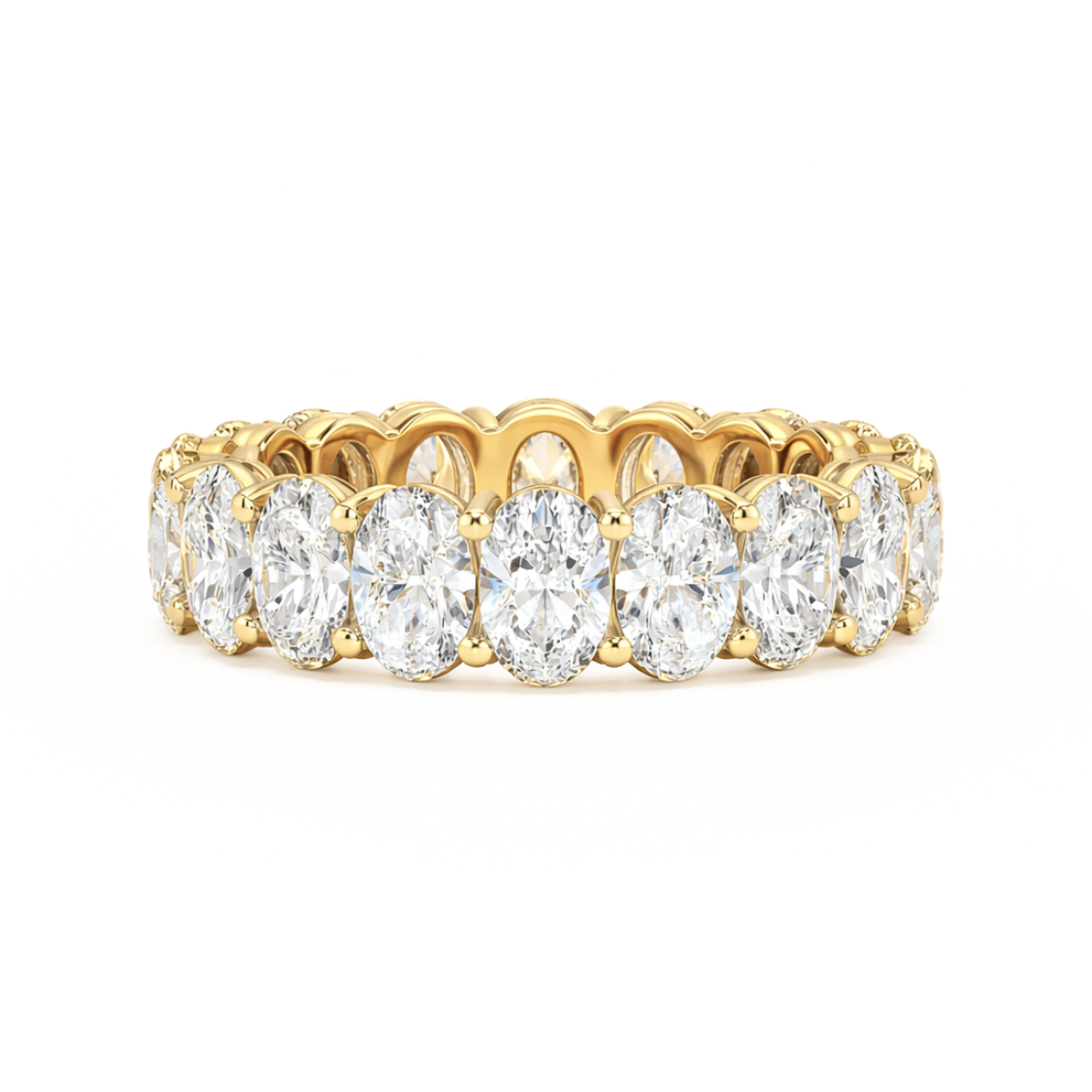 Oval Pave and Oval Eternity Lab Diamond Ring Set in 18K Gold