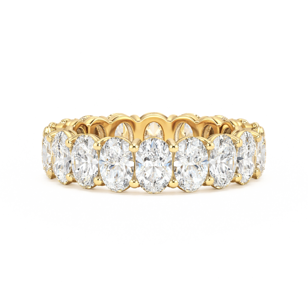 Oval Pave and Oval Eternity Lab Diamond Ring Set in 18K Gold