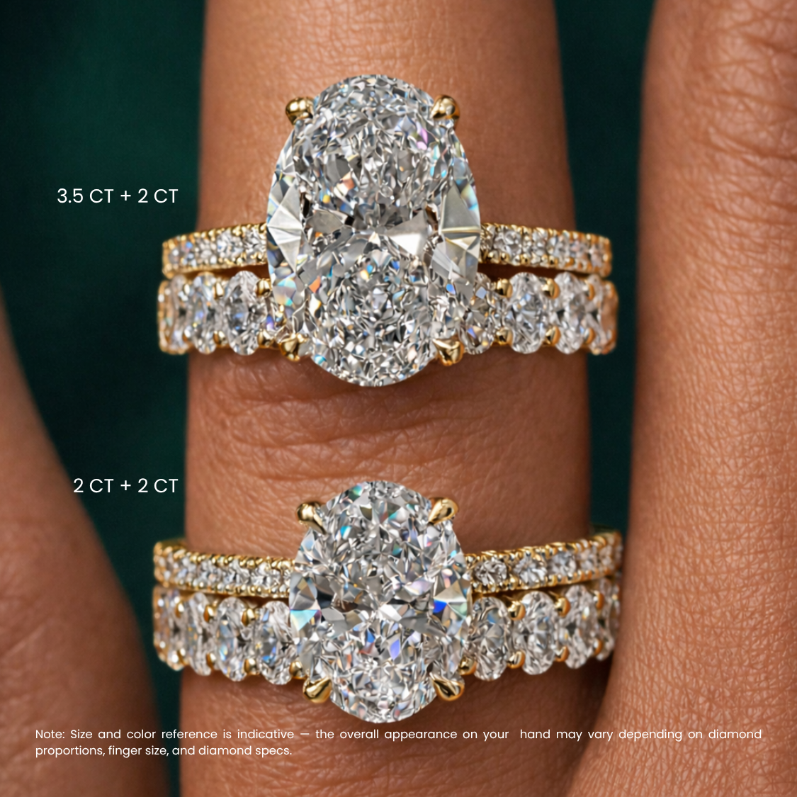 Oval Pave and Oval Eternity Lab Diamond Ring Set in 18K Gold