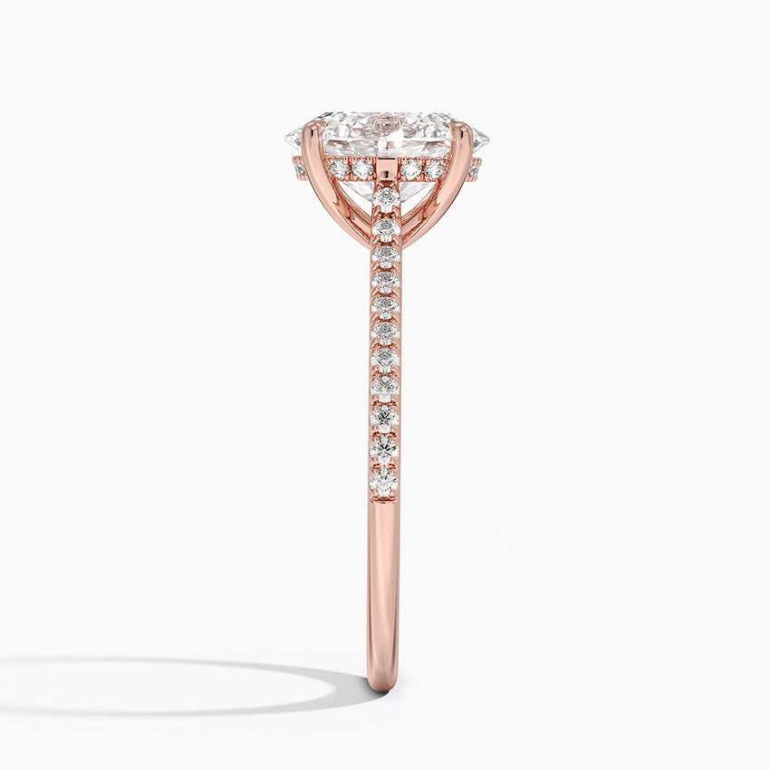 Pave Cathedral Lab Diamond Ring in 18K Gold - Oval