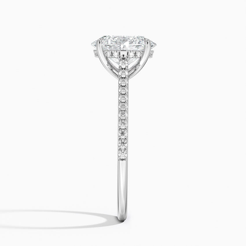 Pave Cathedral Lab Diamond Ring in 18K Gold - Oval