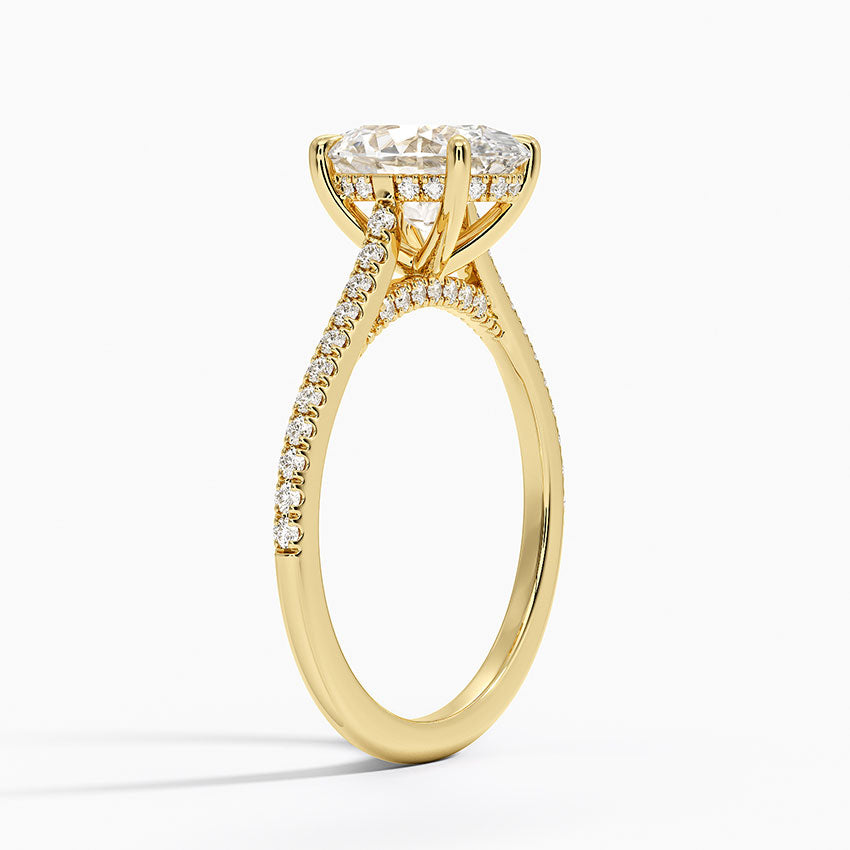 Pave Cathedral Lab Diamond Ring in 18K Gold - Oval