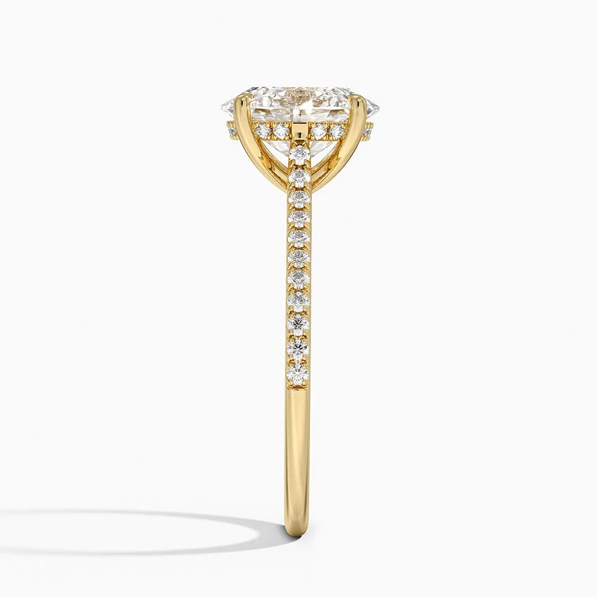 Pave Cathedral Lab Diamond Ring in 18K Gold - Oval