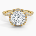 18K Solid Gold Cathedral Halo Pavé Ring