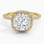 18K Solid Gold Cathedral Halo Pavé Ring