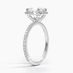 18K Solid Gold Cathedral Halo Pavé Ring