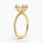 18K Solid Gold Cathedral Halo Pavé Ring
