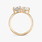 18K Solid Gold 3 Carat Pavé Toi et Moi Lab Diamond Ring