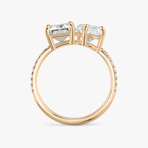 18K Solid Gold 3 Carat Pavé Toi et Moi Lab Diamond Ring