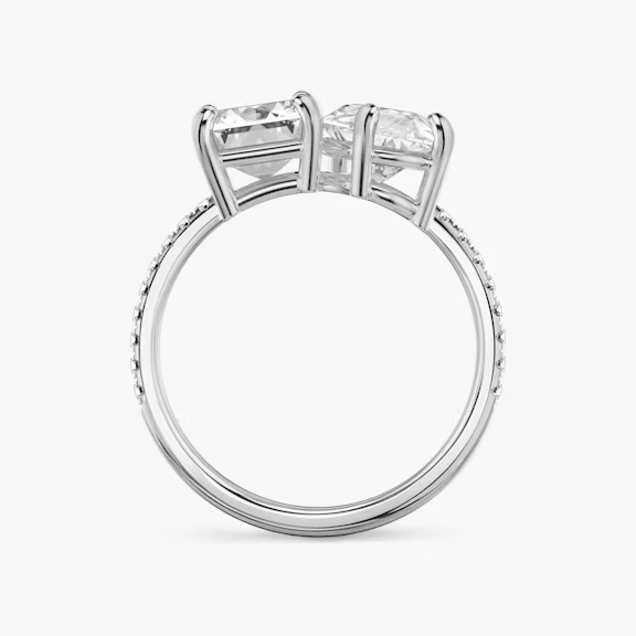 18K Solid Gold 3 Carat Pavé Toi et Moi Lab Diamond Ring