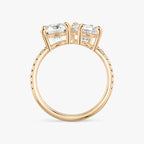 Toi et Moi Round and Oval Cut Pavé Engagement Ring in Solid Gold